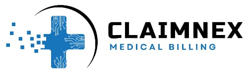 ClaimNex RCM logo displayed on a clean professional background representing medical billing and revenue cycle management services